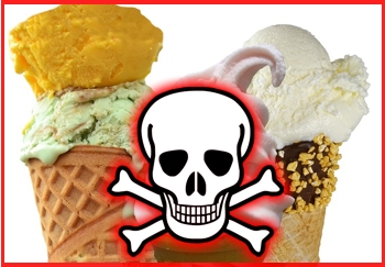 photo of poison symbol over ice cream cones